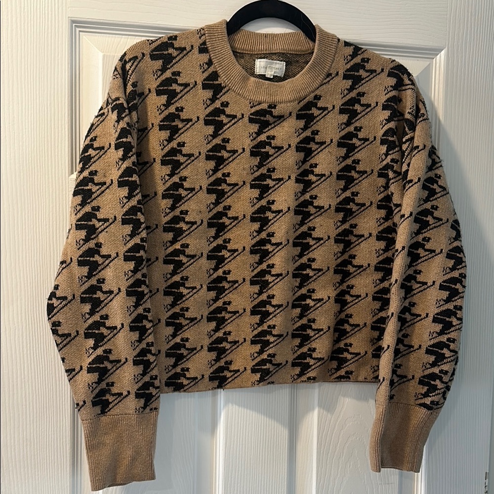 Stylish Beige and Black Patterned Men's Sweater